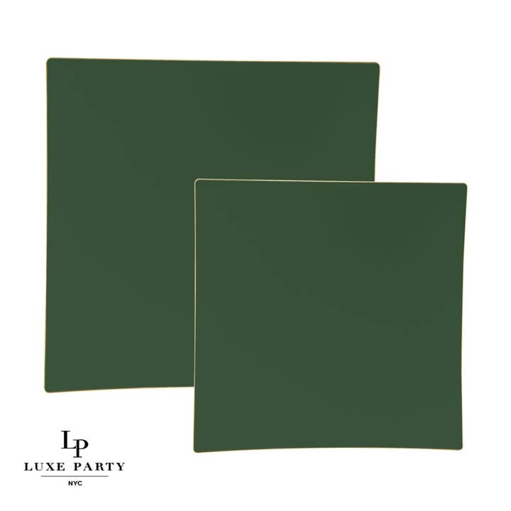 Esmeralda cuadrada • Platos de plástico dorado | Paquete de 10 para venta al por mayor de Luxe Party