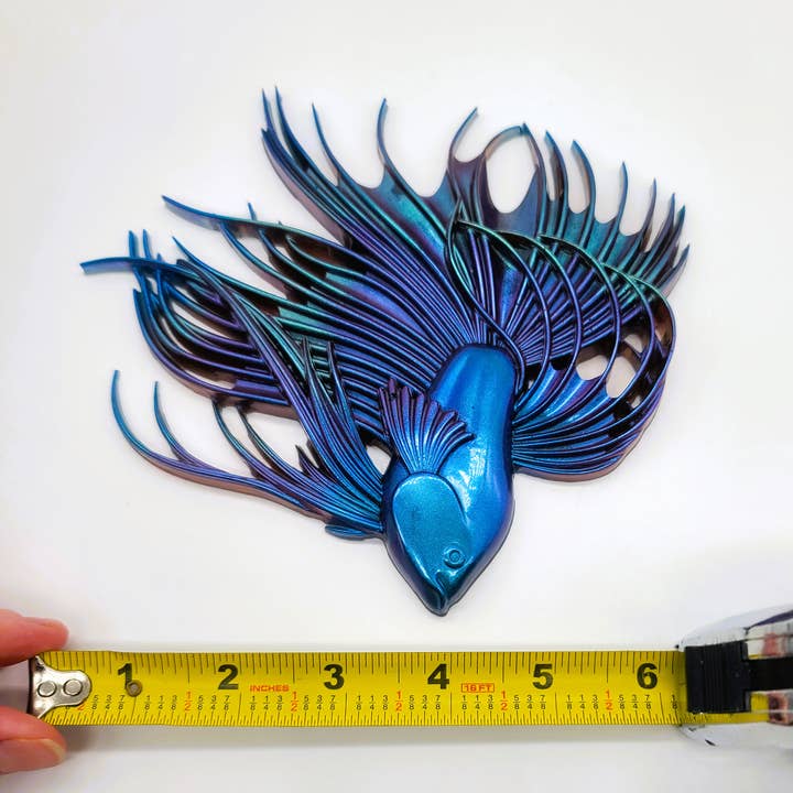 JEMS of the Sea - Wholesale Wall Accent - 6" Resin Betta Fish Wall Art - Holographic Color Shift28
