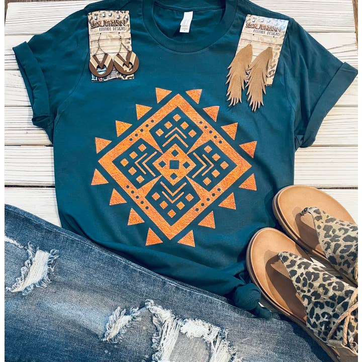 Rust Aztec -Western Tee for wholesale by Southern Attitude Designs Inc