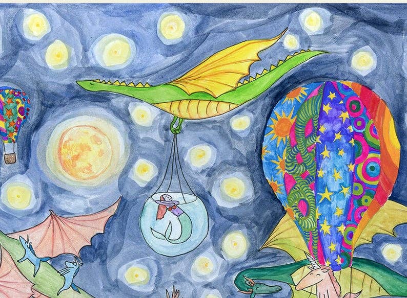 Fox & Crow Paper co. – Impressão artística – Criança e bebé por atacado – Arte do berçário/Impressão da arte dos unicórnios e sereias dos dragões/crianças3