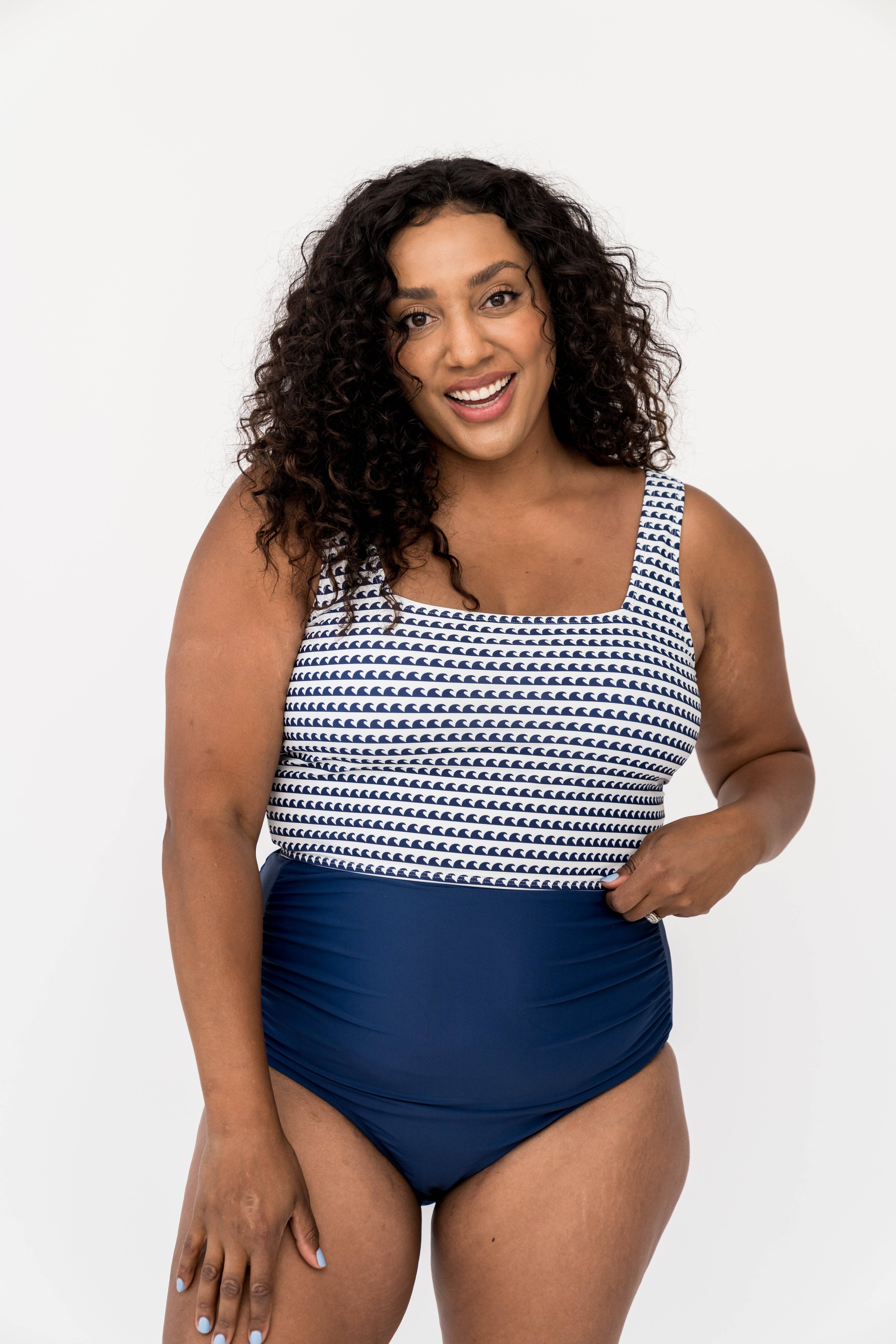 Coral Reef Swim – Großhandel Bikini-Unterteil – Damen – Seaside Badehose mit hohem Bund und Rüschen, marineblau6