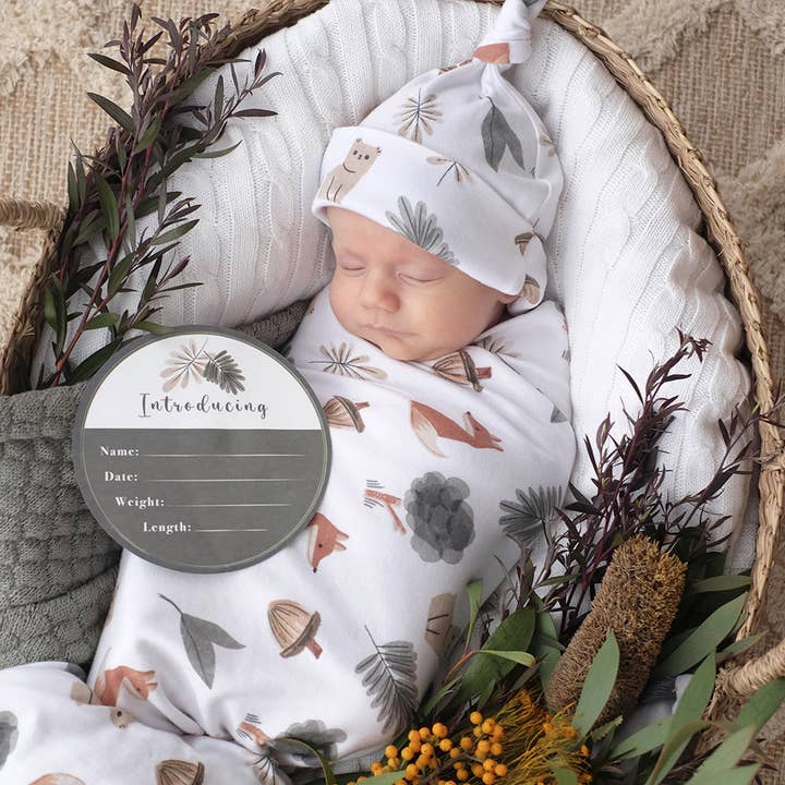 Living Textiles - Wholesale Swaddle Set - Baby - Hello World Gift Set - Forest Retreat