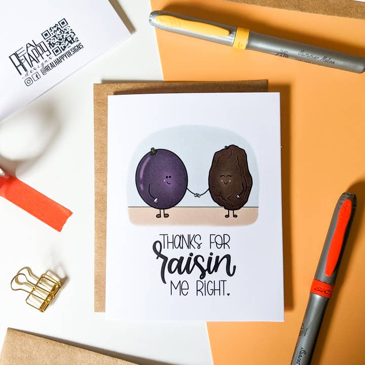 Merci pour la carte Raisin Me Right pour la vente par Real Happy Designs