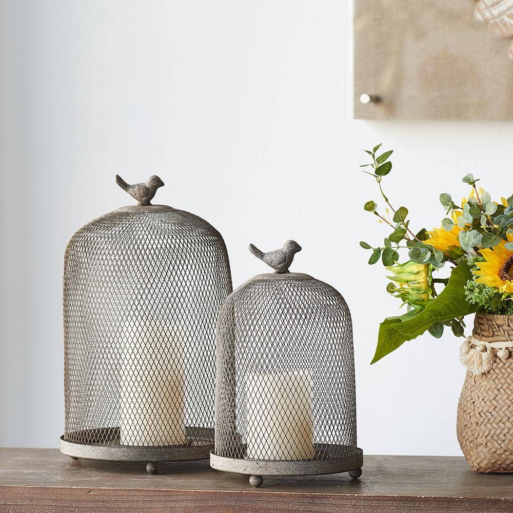 A&B Home Group Inc. - Wholesale Candle holder - S/2 Sparrow Antique Mesh Candle Holders - Gray0