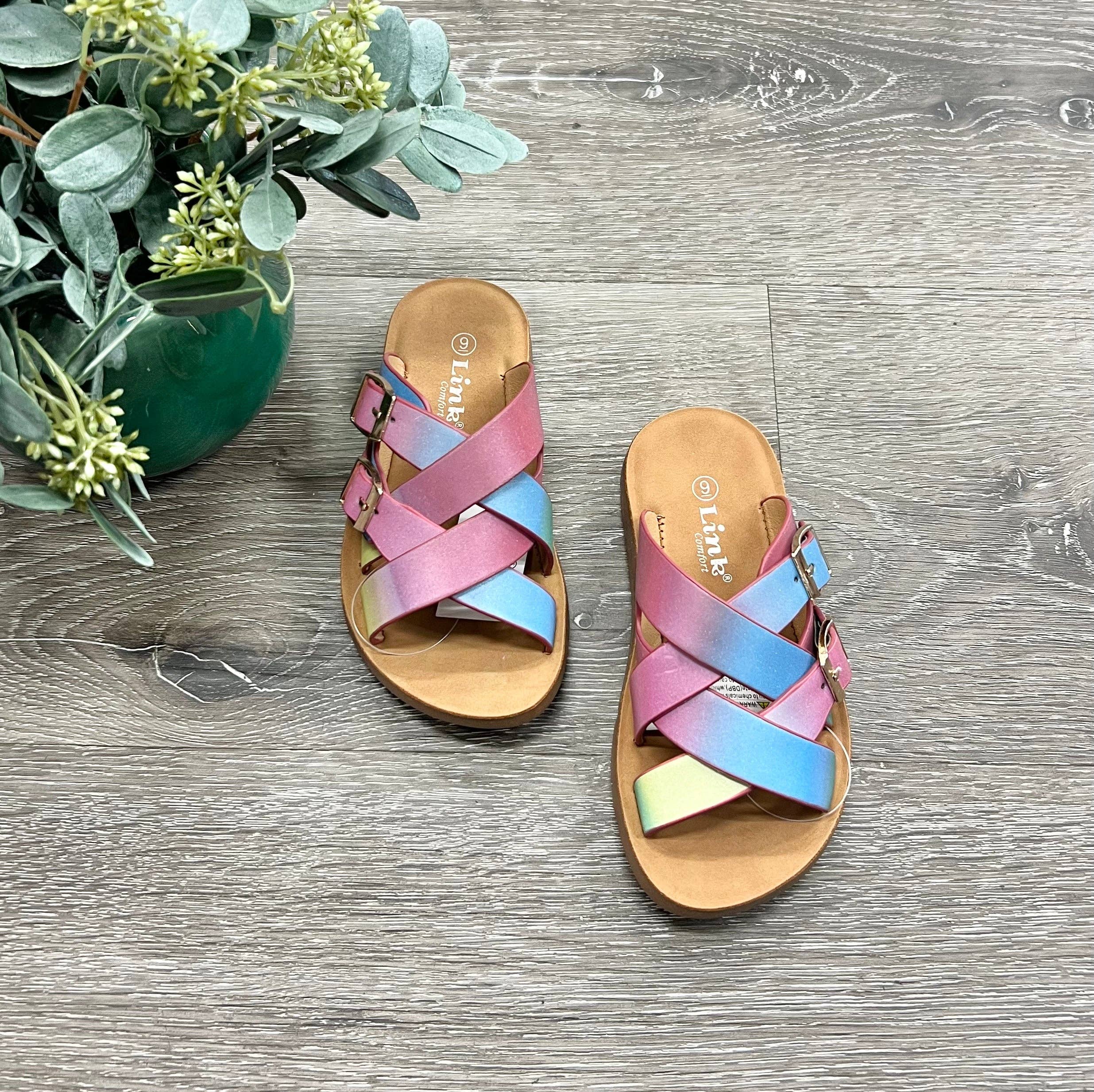 Two Cute Boutique LLC - Wholesale Sandals - Kids - Shimmer Rainbow Sandals1