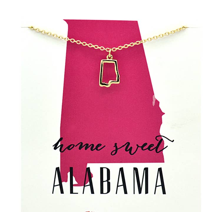 State Necklace - Gold - ALABAMA for wholesale by Lucky Feather
