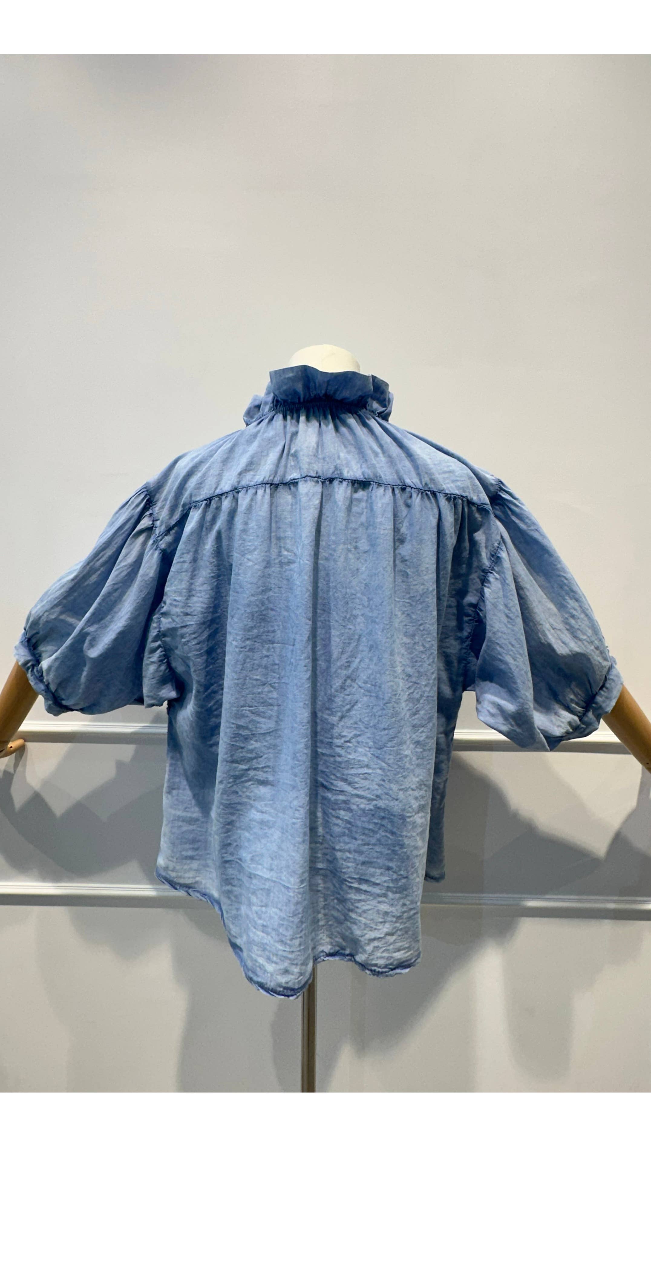 AMARIA - Wholesale Blouse - Women's - 9852 - Embroidered Blouse with Puff Sleeves and Raised Embroidery1