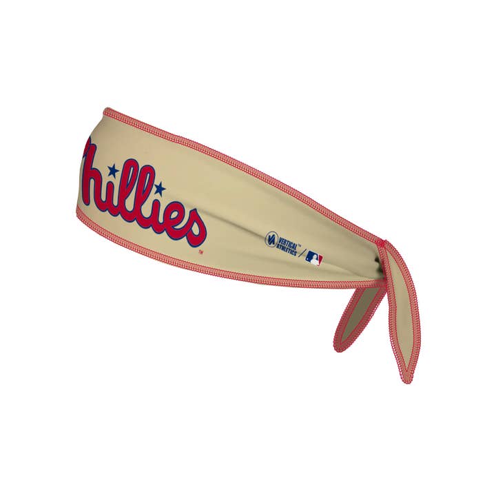 Red Cream Phillies Reversible Tie Back Cooling Headband: Wordmark / Alt Wordmark for wholesale on Faire