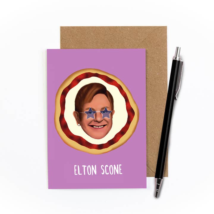 Elton Scone Greetings Card for wholesale by Amy Illustrates