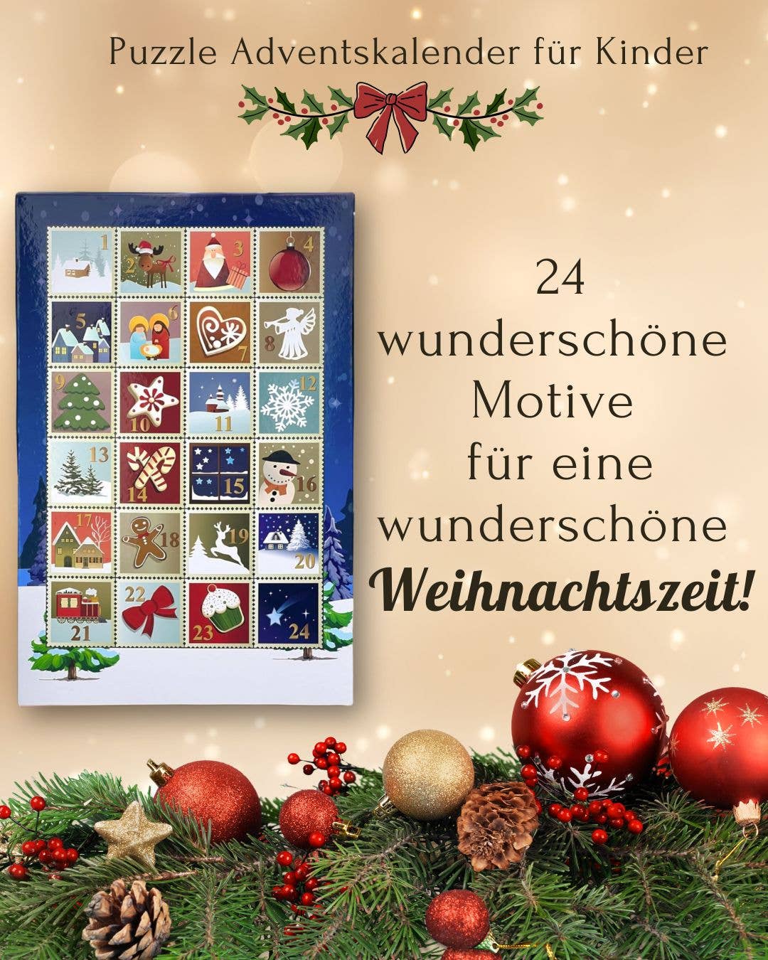 Close Up GmbH - Wholesale Advent Calendar - Advent calendar with 24 puzzles (25 puzzle pieces each, 20 x 20cm)2