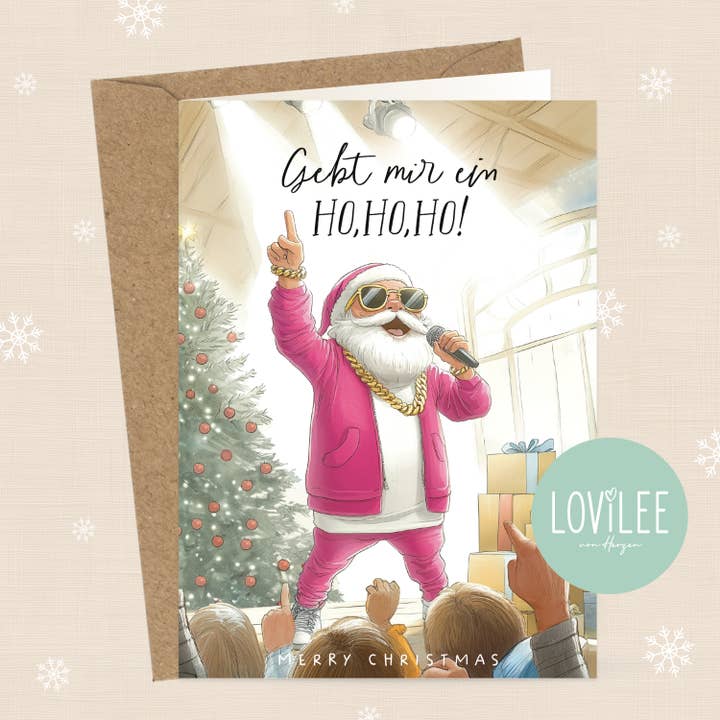 Rapper Santa | Christmas Card Folded Card | No. WK-FC-02 for wholesale by LOViLEE
