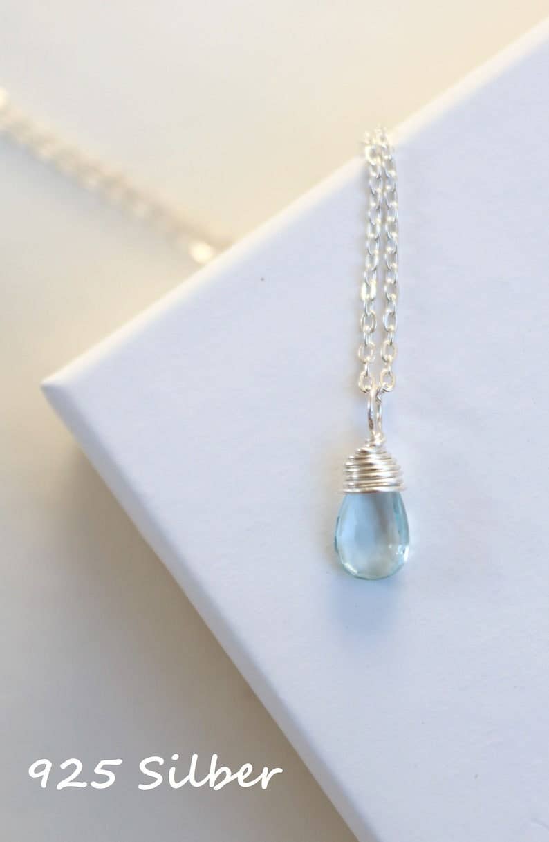 Positiva Jewelry – Großhandel Kette mit Anhänger/Charm – Silberkette mit Aquamarin Anhängern0
