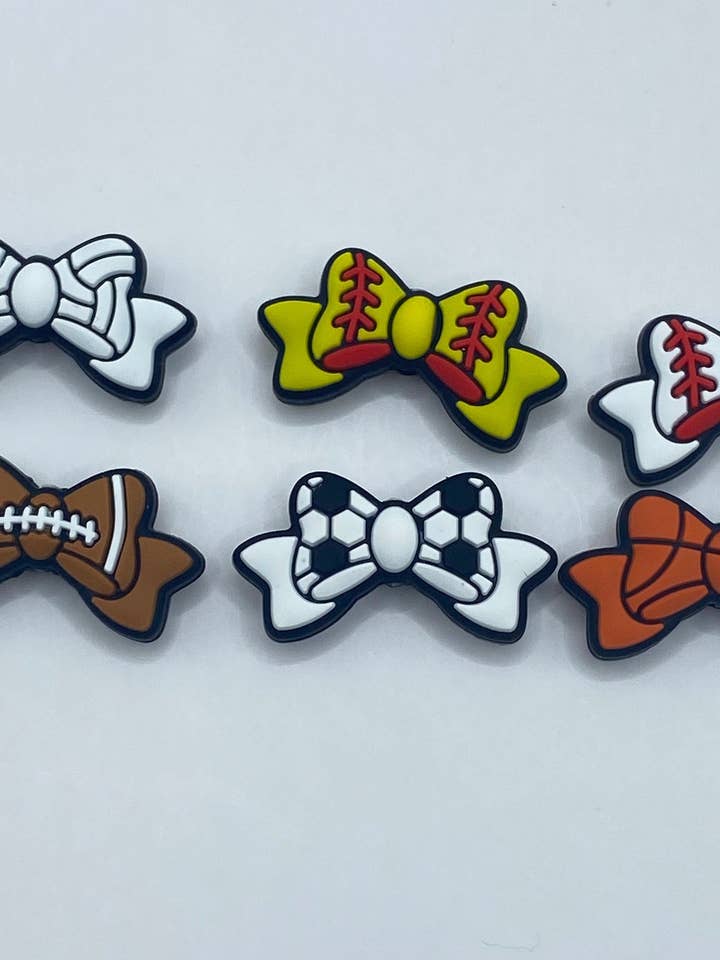 2 Sport Bow Silicone Focal Beads - great for pens, wristlets, cup charms for wholesale by ASAP Craft Supplies