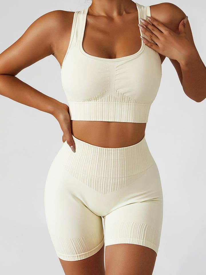 Active by Anna-Kaci – wholesale Activewear set – Women′s – Racerback Sports Bra & Sculpting High Waist Shorts Set10