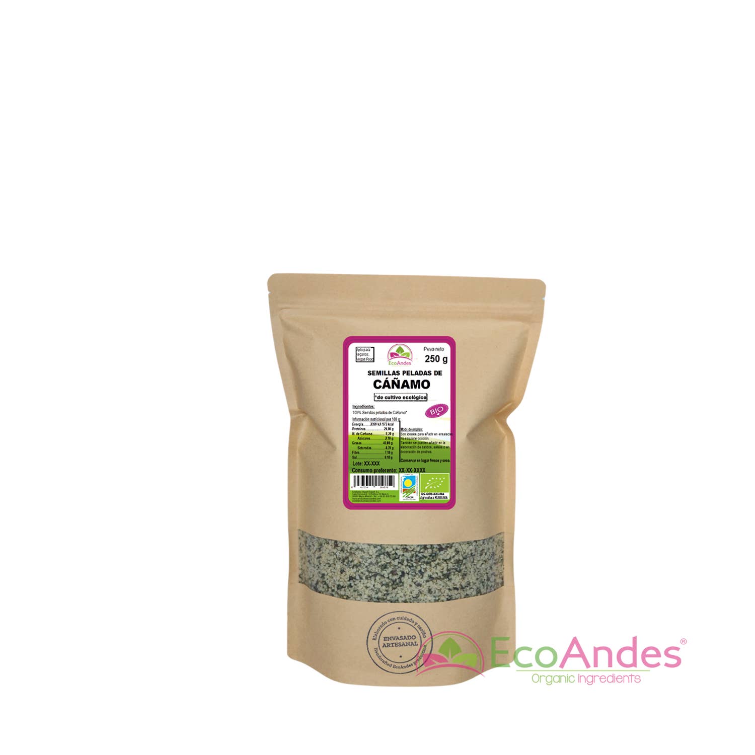 ECOANDES - Wholesale Seeds/Kernels - Hulled Hemp Seeds 250g - BIO