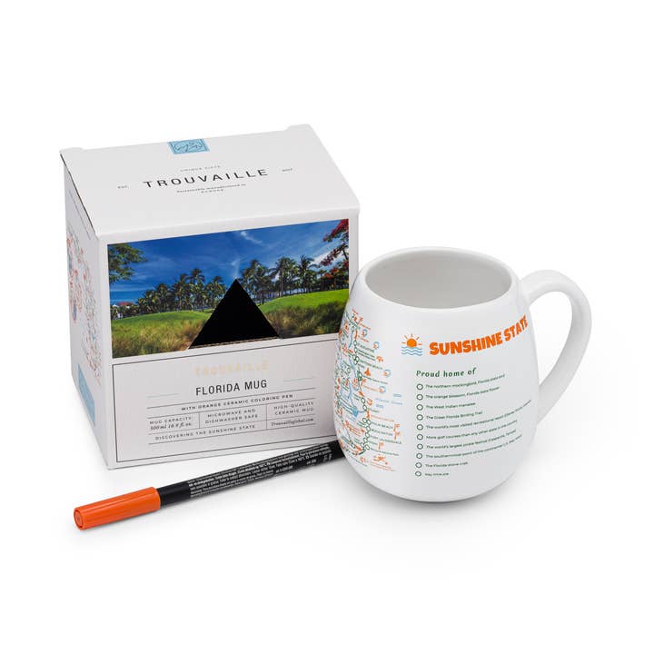 Florida Map Color In Ceramic Mug for wholesale by Trouvaille Global