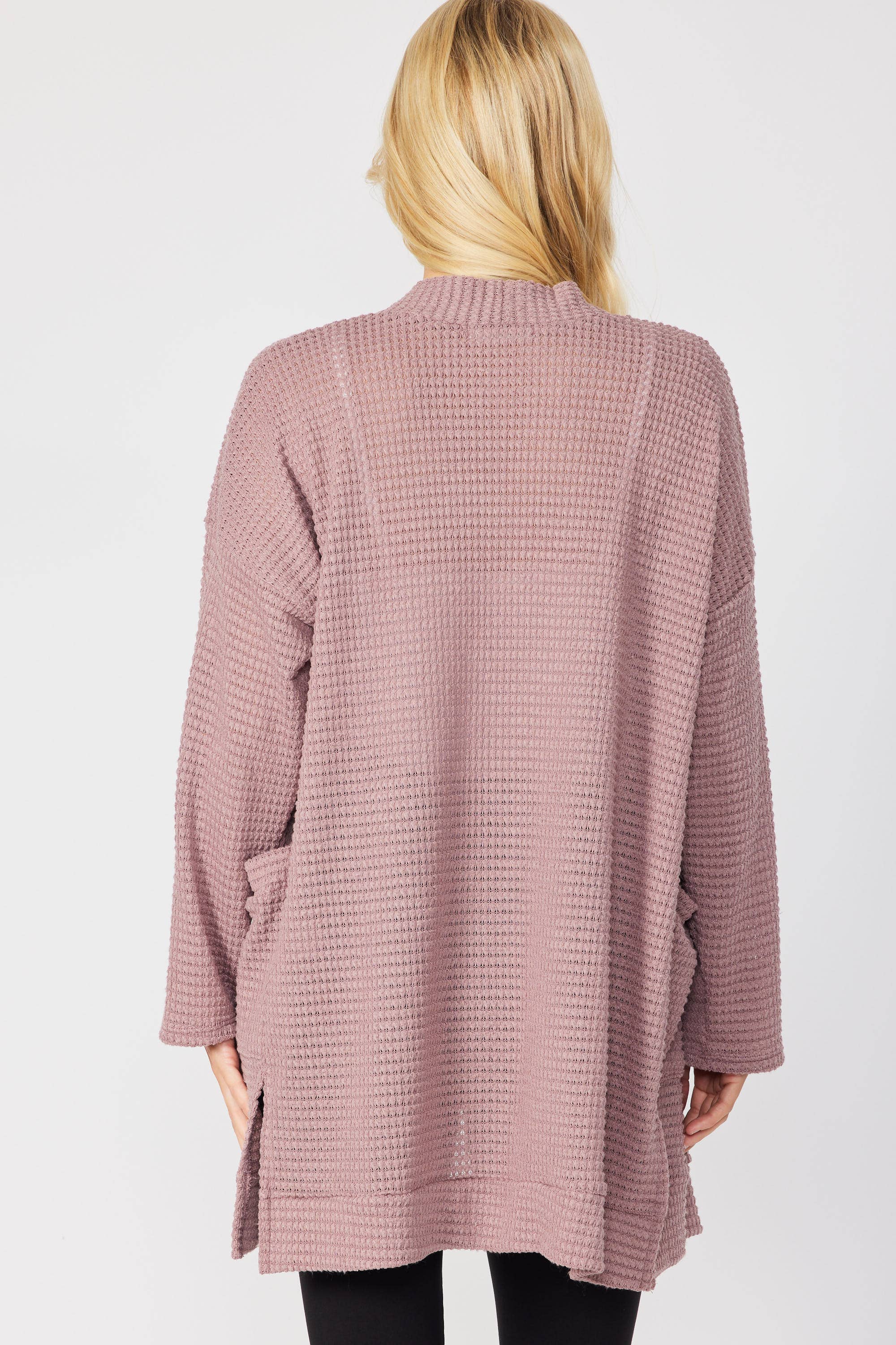 FSL Apparel - Wholesale Cardigan - Women's - SJ1005 - WAFFLE KNIT OPEN FRONT CARDIGAN WITH POCKETS14