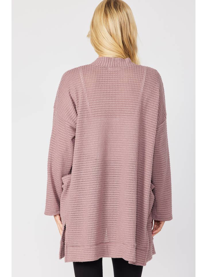 FSL Apparel - Wholesale Cardigan - Women's - SJ1005 - WAFFLE KNIT OPEN FRONT CARDIGAN WITH POCKETS14