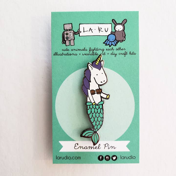 Mer-Unicorn Enamel Pin for wholesale by La Ru