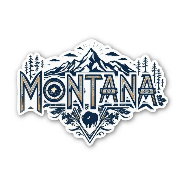 Montana Mountain Sticker | Montana Sticker | Vinyl Decal for wholesale by PiggyPrintStickers