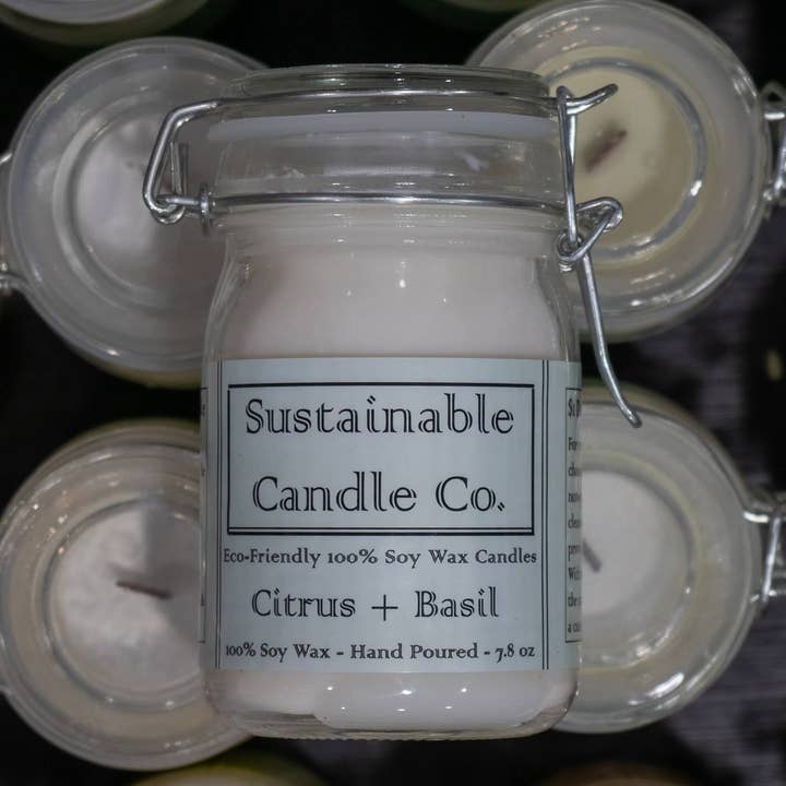 Bougie durable aux agrumes et basilic pour la vente par Brandon’s Candles, LLC