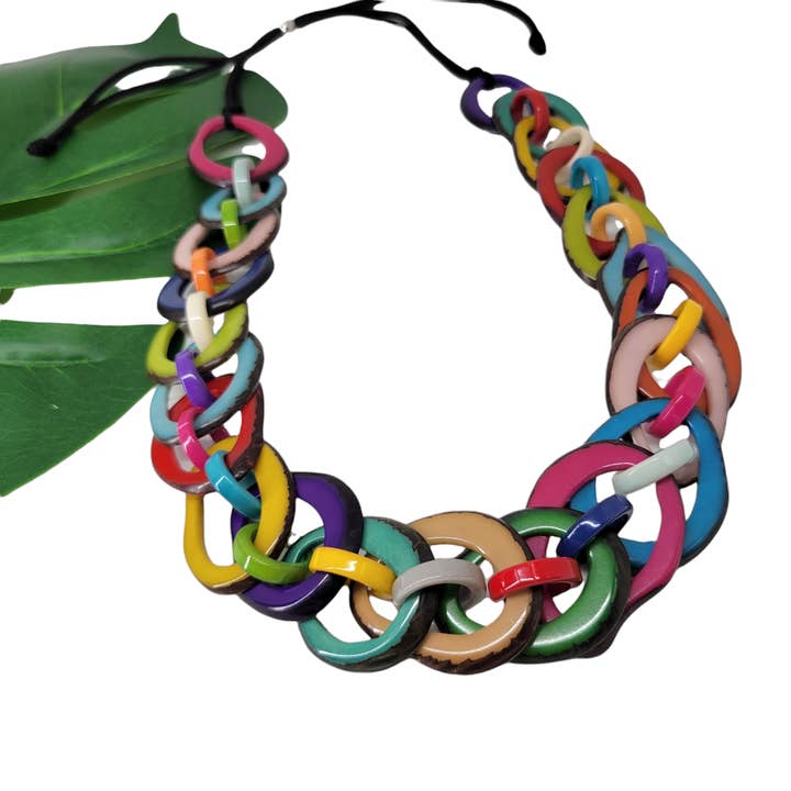 Chain big links Tagua nuts necklace for wholesale by Organic jewelry by Allie