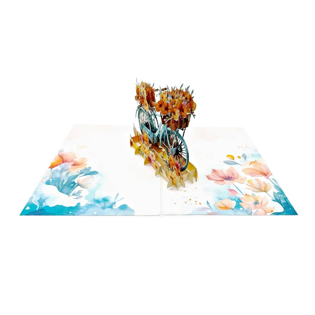 Wonder Paper Art - Wholesale Everyday Greeting Card - 
Flower Bike Pop-Up Card – 3D Bicycle3