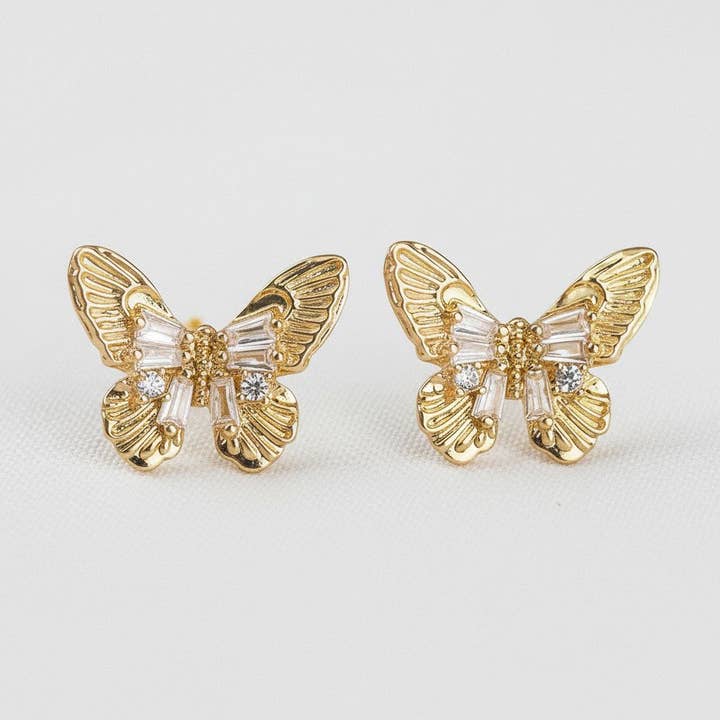 Brincos Pendentes com Pedras Preciosas Inspirados em Borboletas por atacado de Ellemadera