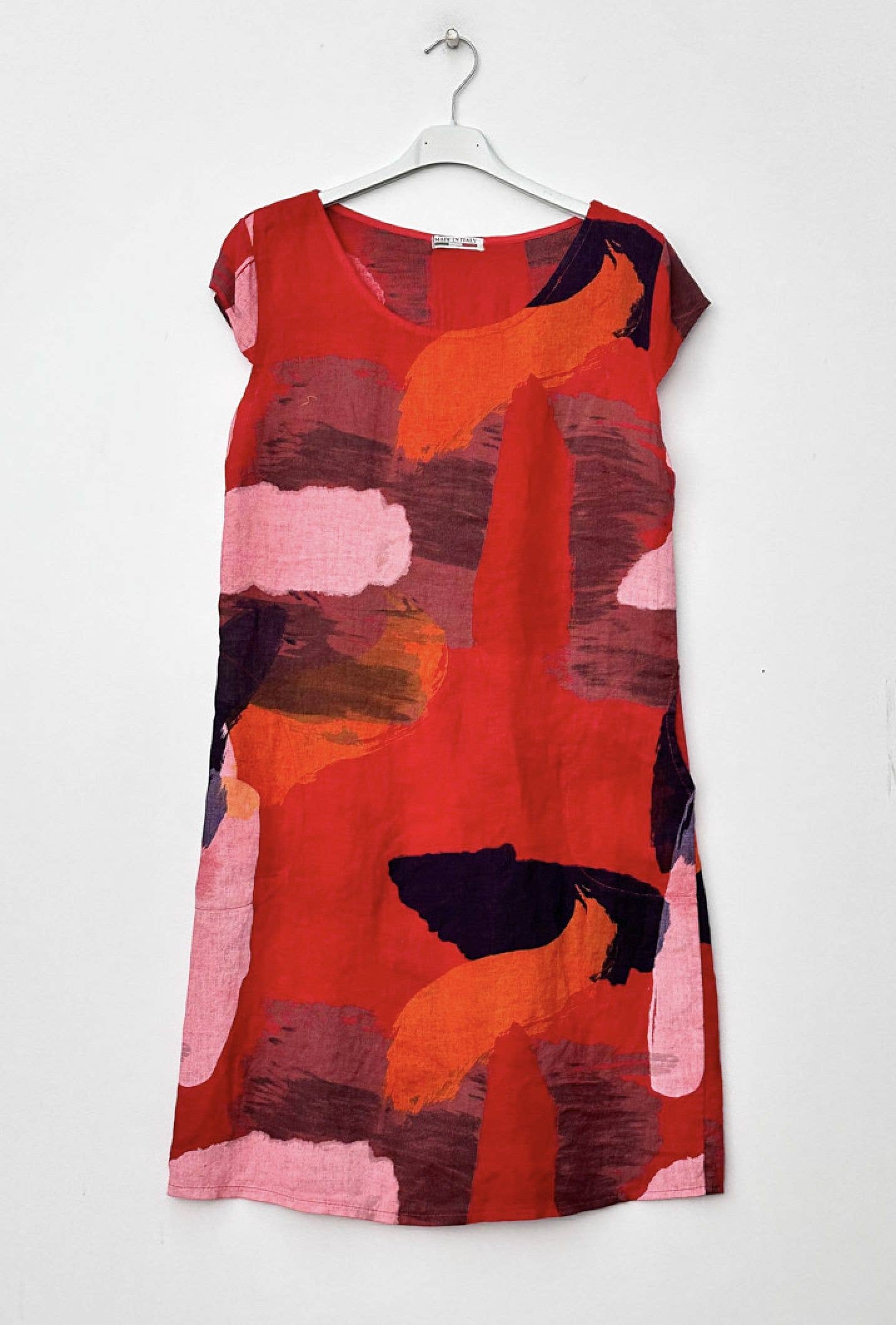 Happy look - Wholesale Dress - Women's - Short sleeve abstract printed linen short dress 18