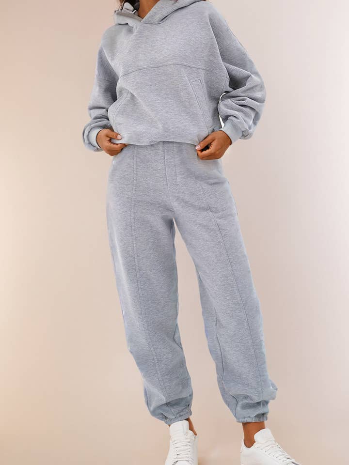 Women's Cozy Gray Hoodie and Jogger Activewear Set for wholesale by LA Society