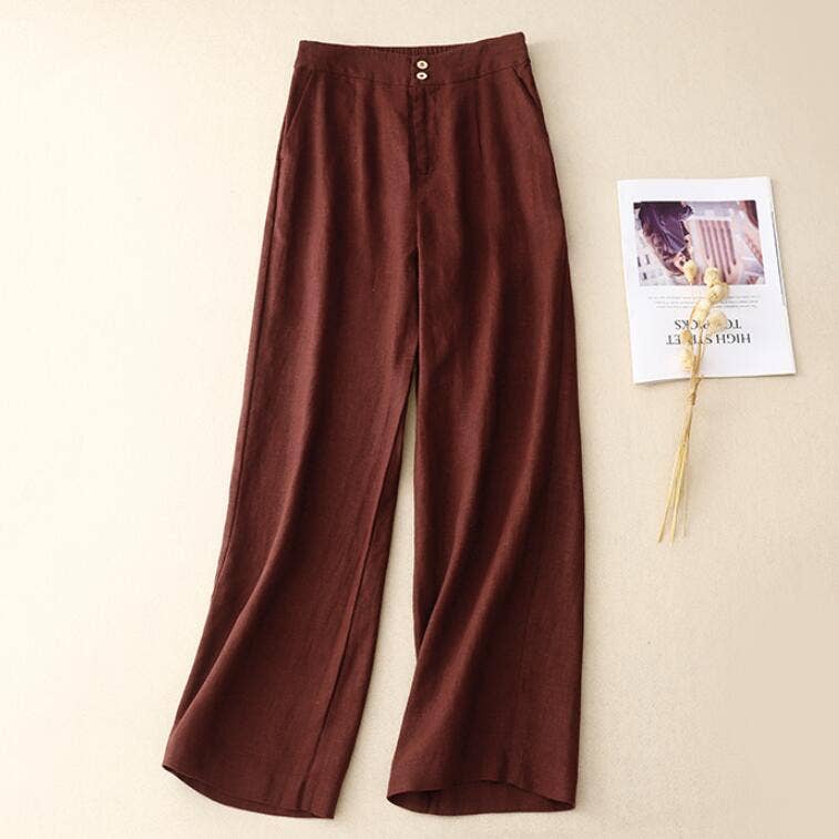 Whisper Mint - Vente Pantalon – femme - Pantalon large en lin pour femme - style décontracté, coupe droite polyvalente4