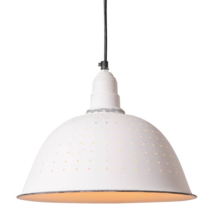 Irvin's Tinware - Wholesale Chandelier/Hanging Light - Colander Pendant Light in Rustic White
