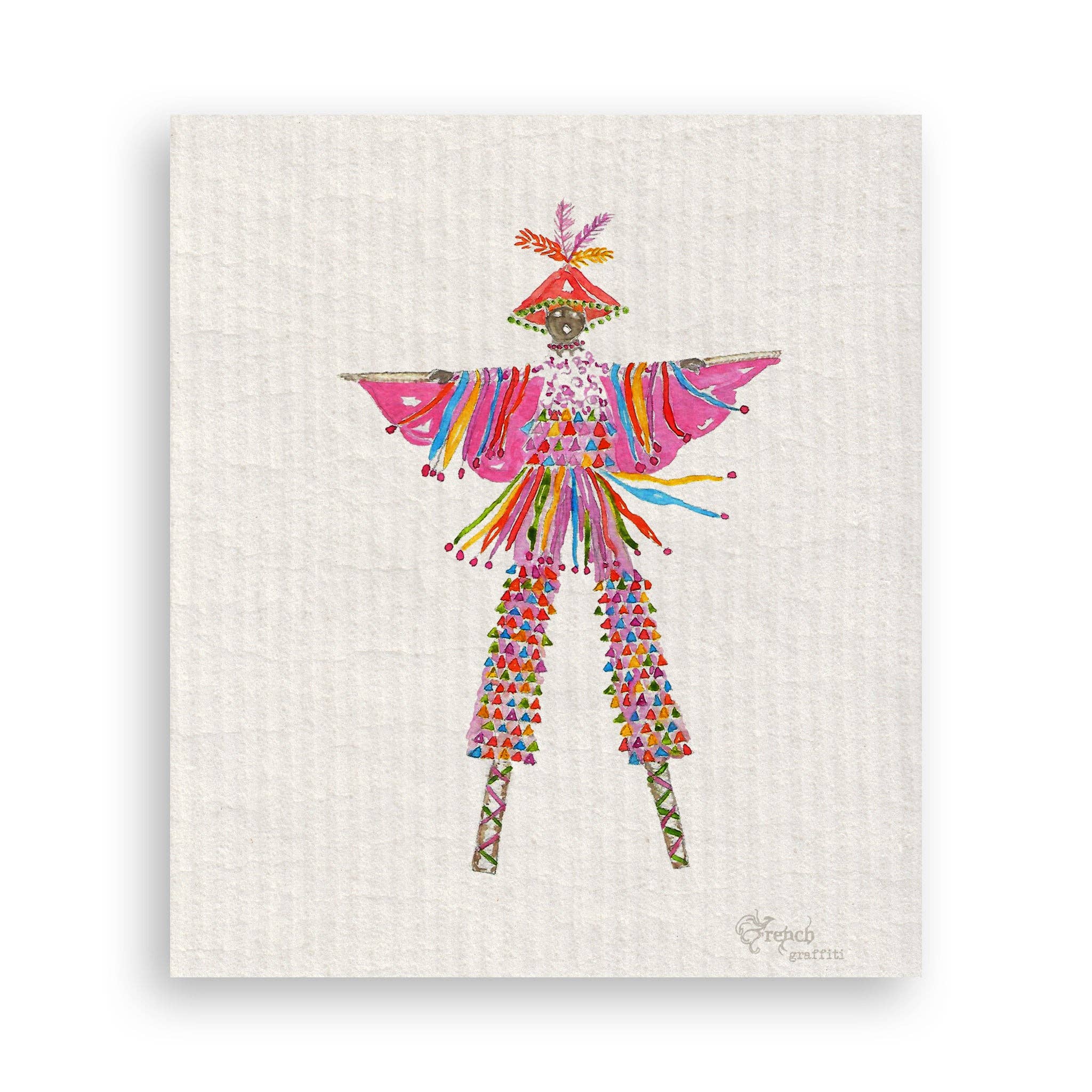 French Graffiti – Großhandel Geschirrtücher – Rosafarbener Moko Jumbie16