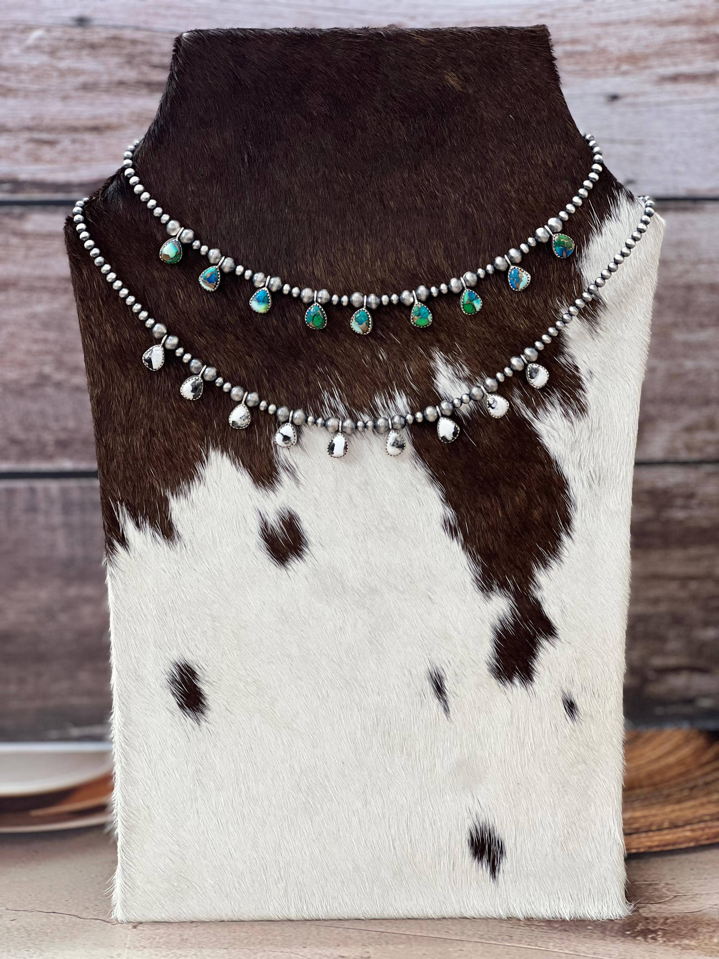 Nizhonitradersllc - Wholesale Beaded/Pearl Necklace - Handmade Sterling Silver Multi Stone Beaded Necklace with Signed Nizhoni0