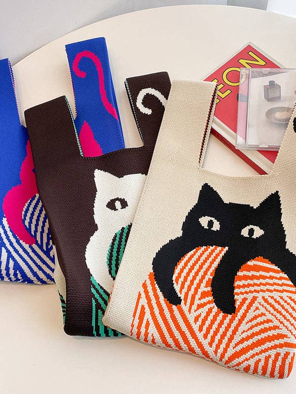 FurDecoration - Wholesale Tote Bag - Women's - Contrast Color Streamer Woven Bags Handbag4