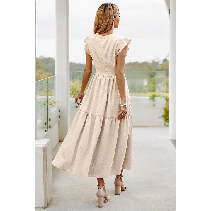 BEIGE Ruffle Solid Willow Smocked Maxi Dress for wholesale on Faire6
