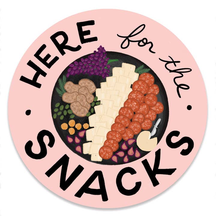 Here for the Snacks Sticker for wholesale by Slightly Stationery