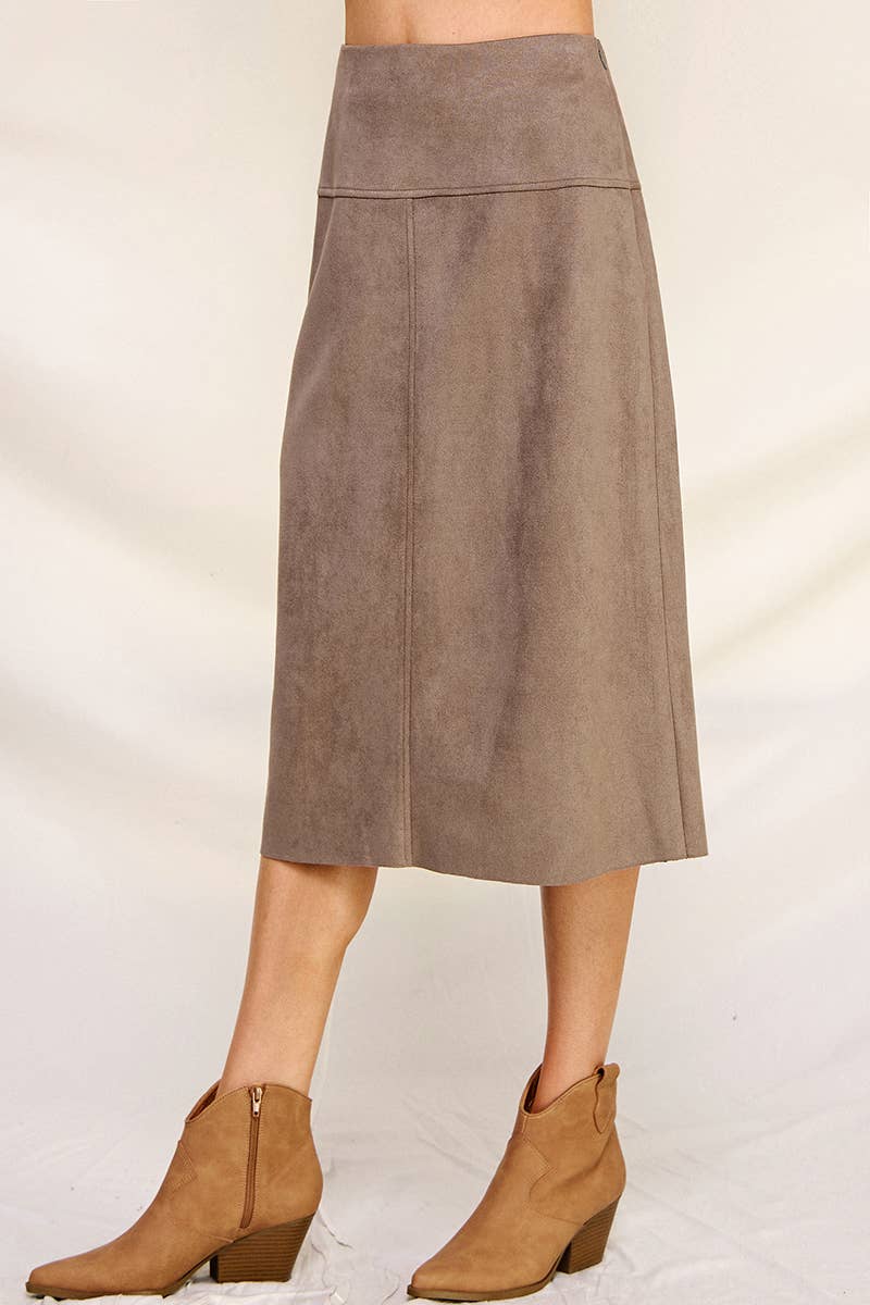 Allie Rose - Vente Jupe – femme - Jupe midi en microsuède souple13