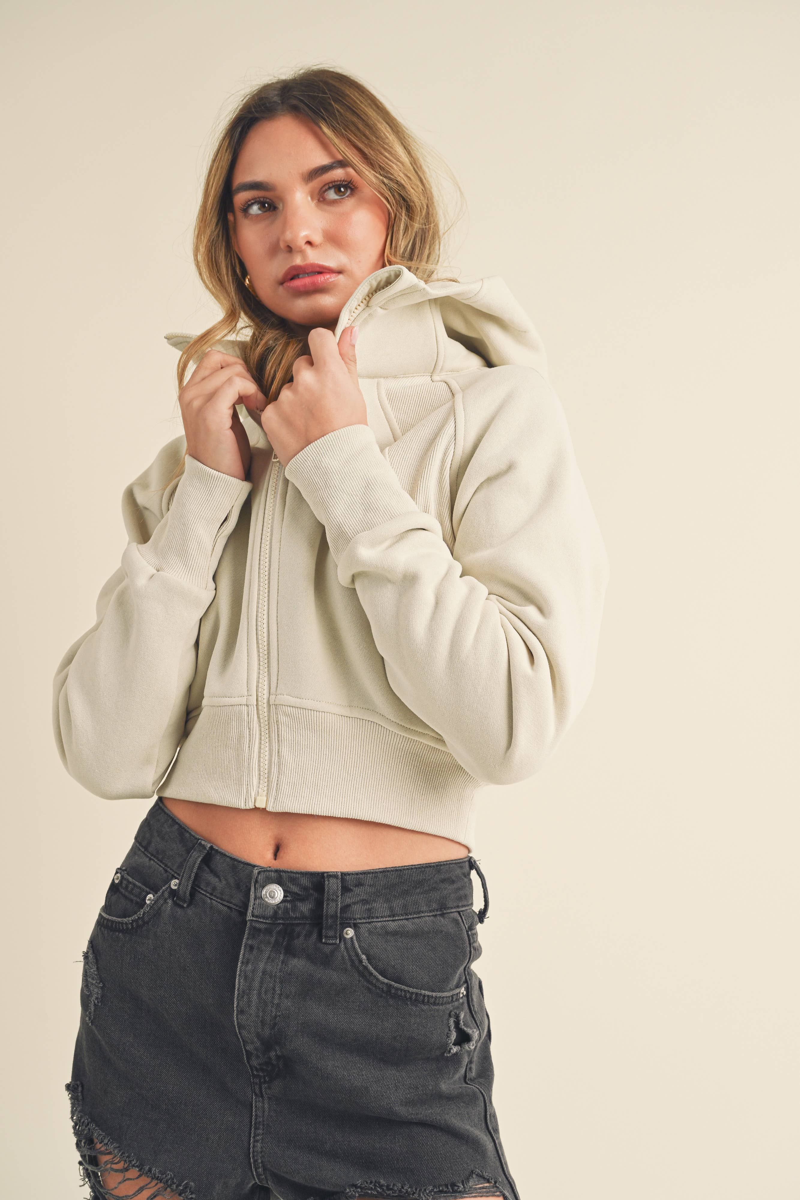 AEMI + CO - Wholesale Jacket - Women's - 5107DK Deva Cropped Hooded Jacket 542