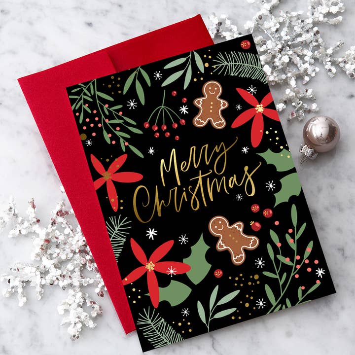 Design With Heart - Wholesale Christmas Card - HH75 "Winterberry" Merry Christmas Card