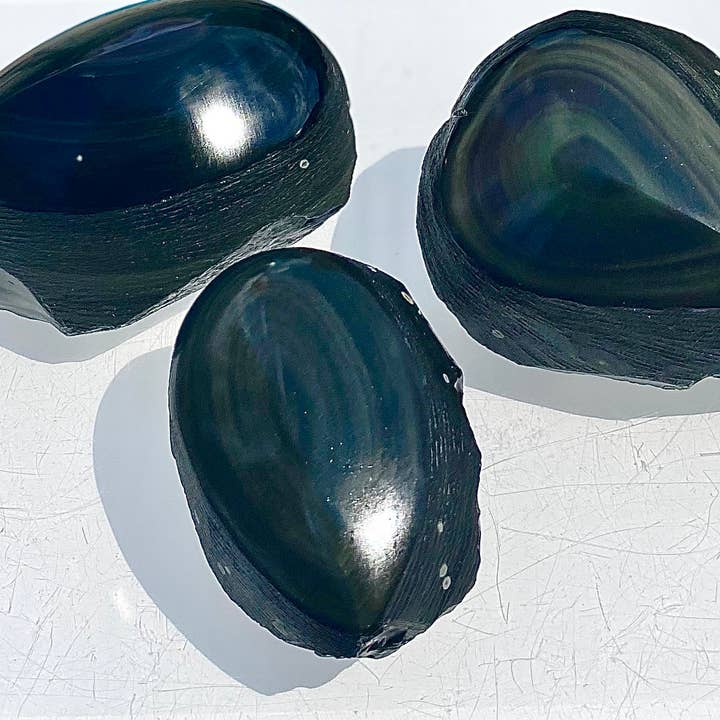 KayleeNYC - Wholesale Spiritual Stone/Crystal - 2 Lbs Natural Rainbow Obsidian Half Polish freeform