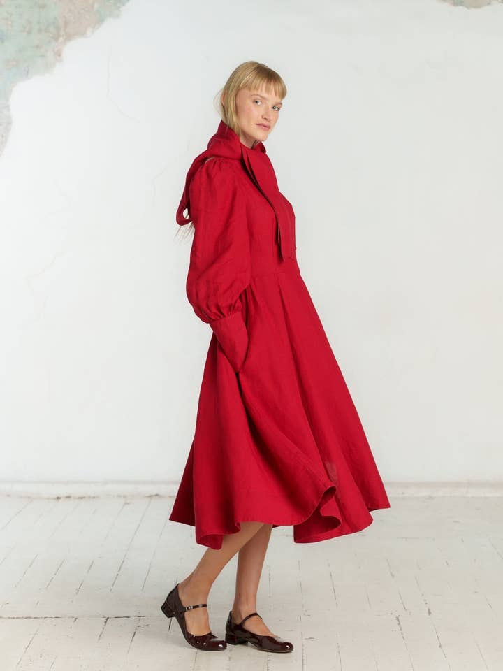 Red Poppy Hawthorn Dress, Long Sleeve for wholesale on Faire5