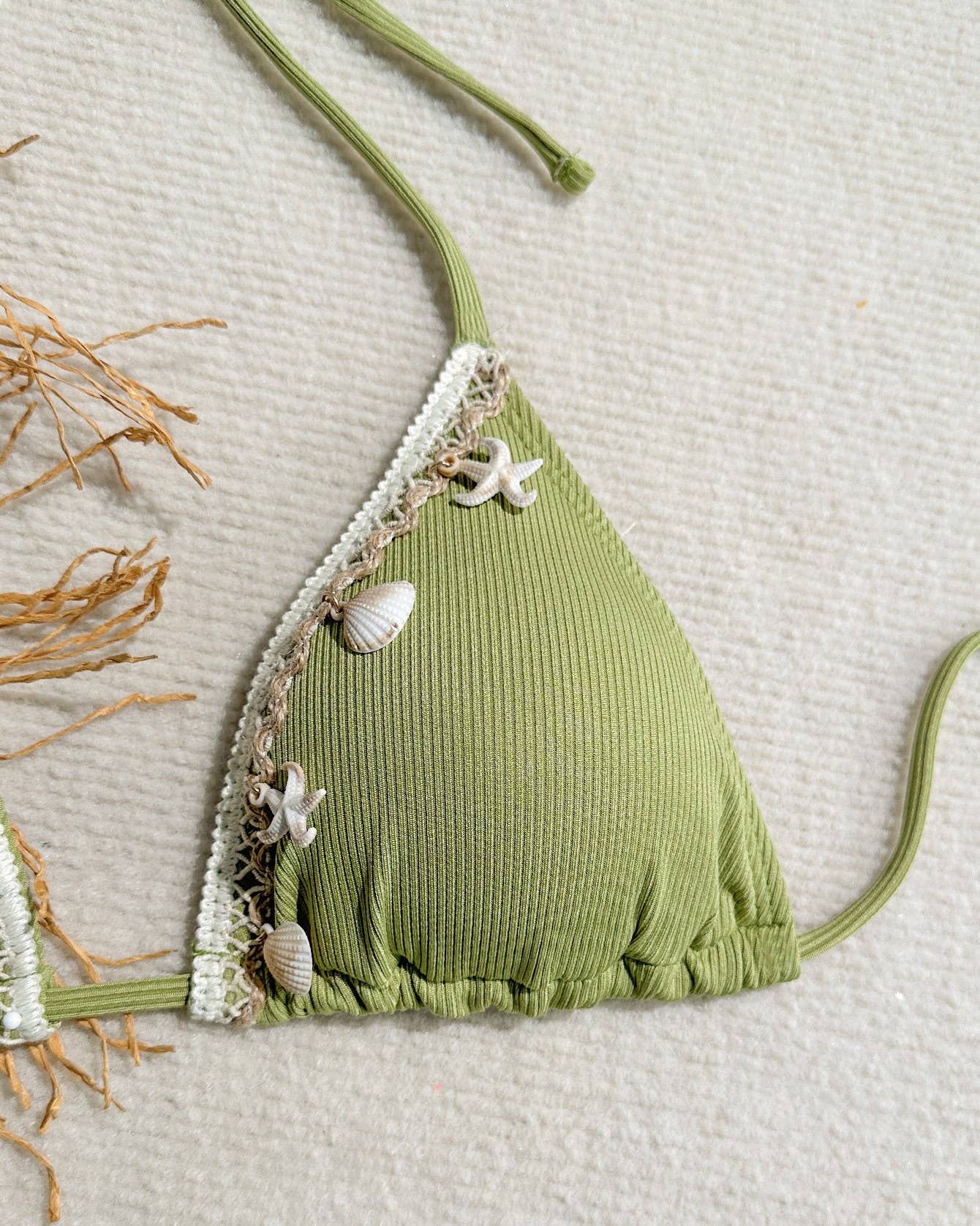 Rosa Clothing - Wholesale Two Piece Swimsuit - Women's - Sexy Shell Triangle Cup Halterneck Lace-Up Swimsuit7