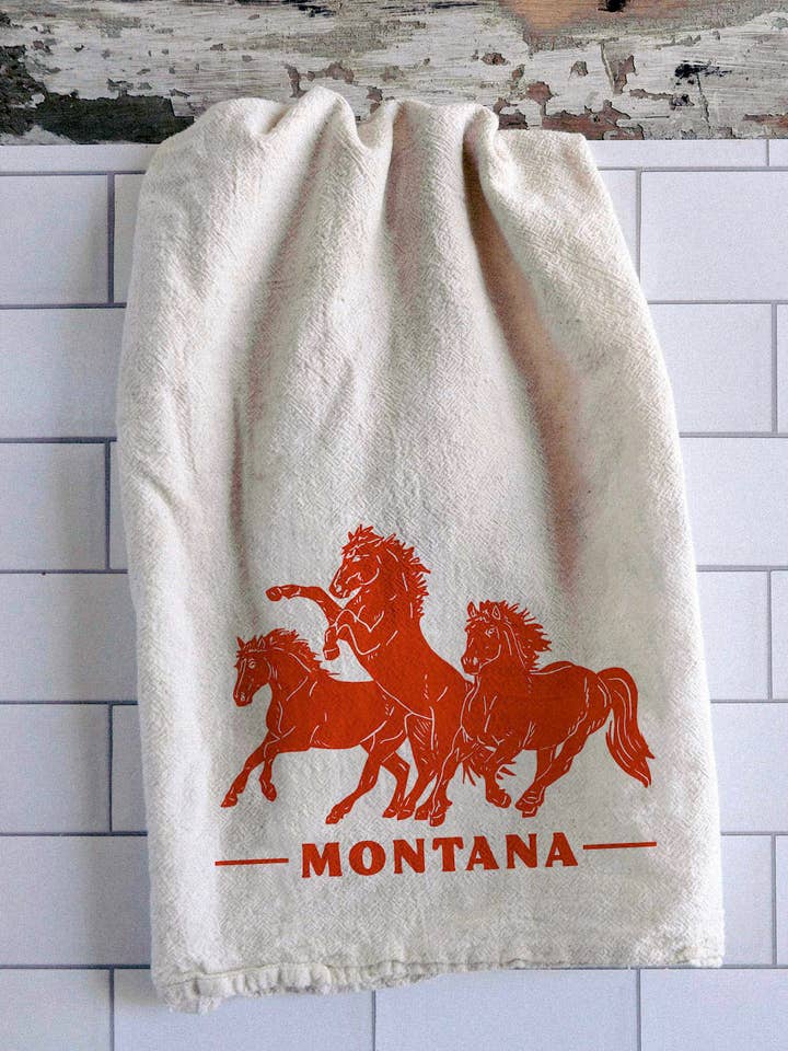 Horsepower Montana Tea Towel for wholesale by Intrigue Ink