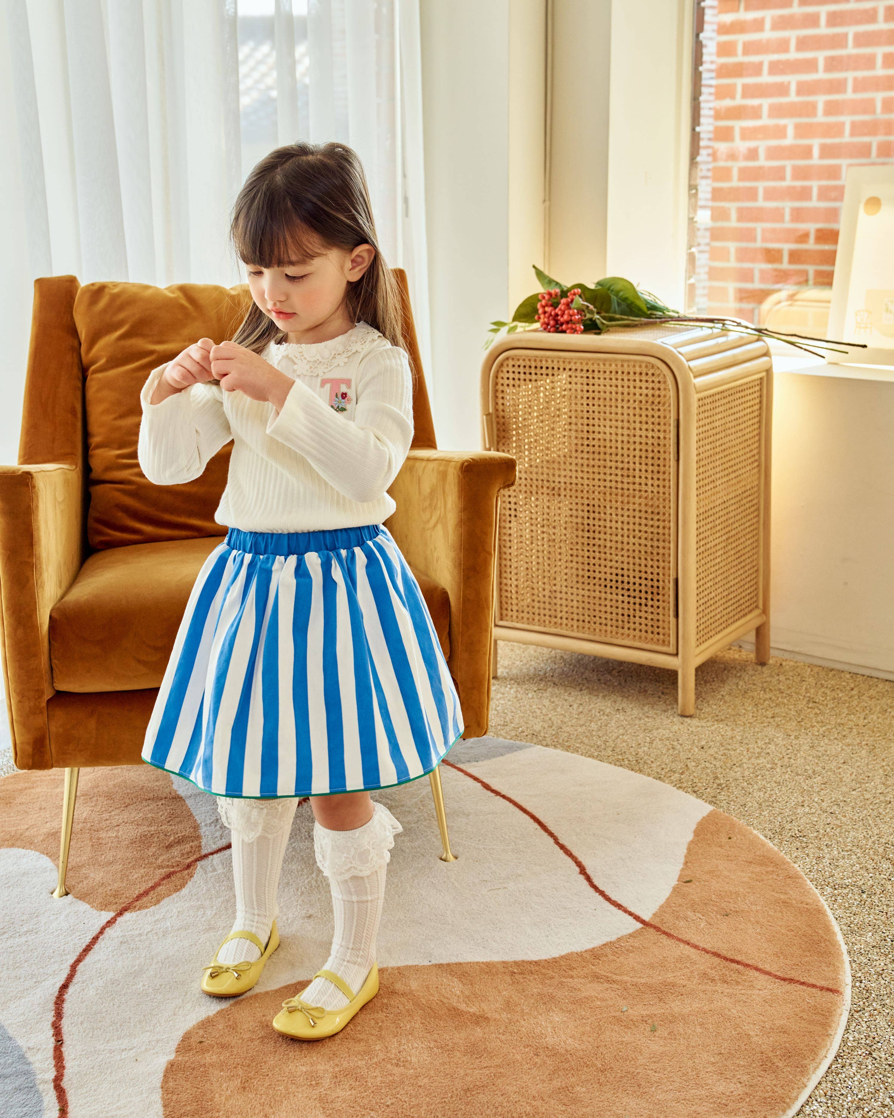 ToTo Heros - Wholesale Skirt - Kids - Blue Striped Pleated Skirt5