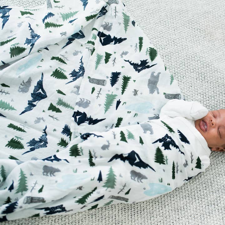 Graced Soft Luxuries - Wholesale Swaddle - Baby - 2-Pack Woodland Forest Bamboo Muslin Swaddle Blankets