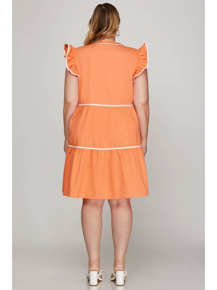 Peace Love Line - Wholesale Dress - Women's - PL5650 PLUS - PLUS - TIERED WOVEN DRESS