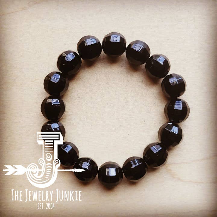 The Jewelry Junkie - Wholesale Beaded Bracelet - **Black Stretch Bracelet with Rhinestone Accent 807su