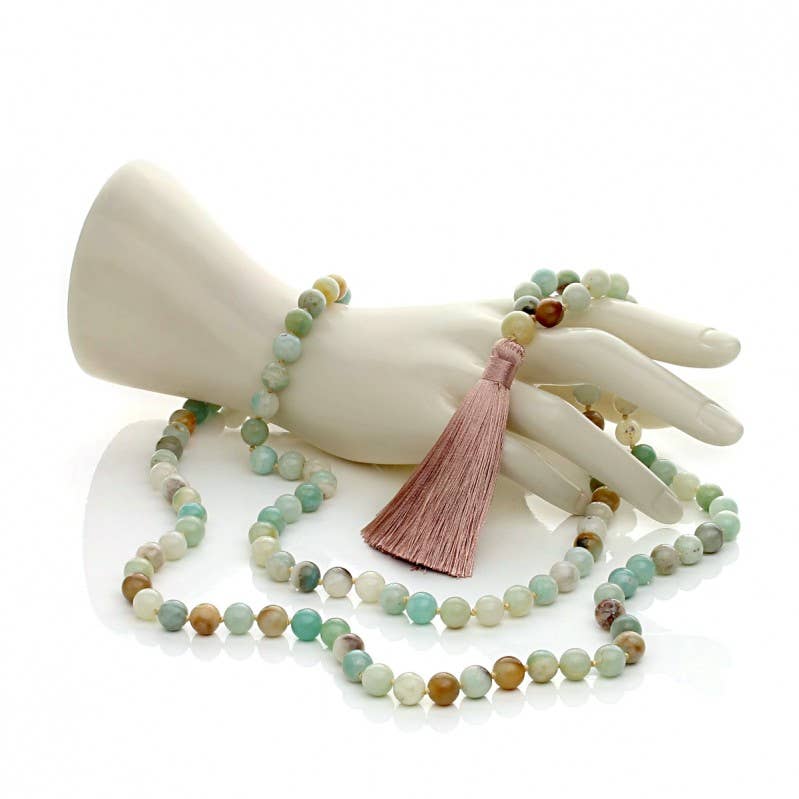 UniArt - Wholesale Spirituele steen/kristal - Amazoniet japa mala, geknoopt1