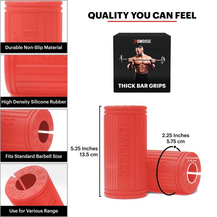 DMOOSE - Wholesale Fitness Equipment - DMoose Thick Bar Grips, Dumbbell Grips, for Bigger Biceps